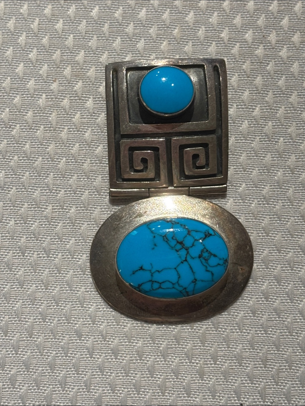 Vintage Turquoise Stone 925 sterling Silver tribal Pendant necklace